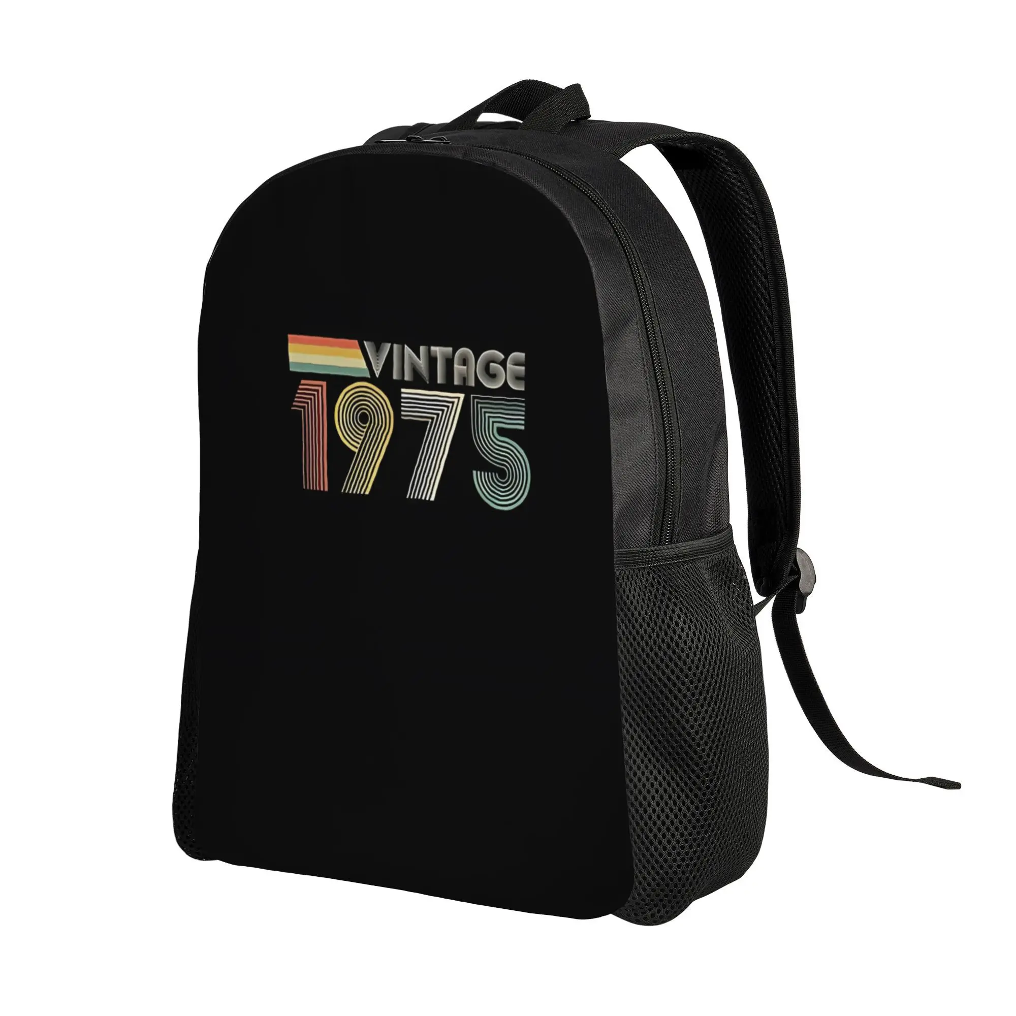 Vintage 1975 Retro Text Backpack Hot Sale Daypack Large Capacity Boys Girls BookBag School Bag Shoulder Bags for Men Women