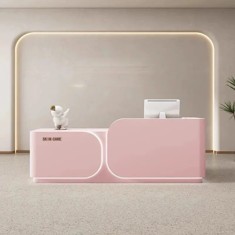 Mostradores de recepción de diseño de almacenamiento, cajón barato de madera de lujo, escritorios de recepción blancos, muebles de recepción Mostrador clásicos modernos