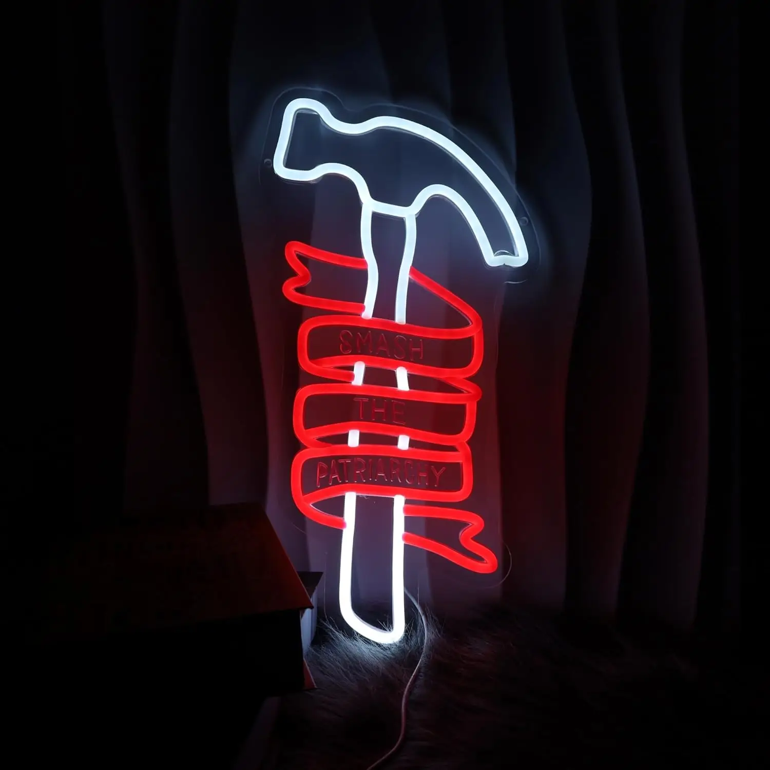 

Break the Patriarchy Neon Sign - Empowerment Statement LED Light Feminist Wall Decor for Rooms, Living Rooms and Parties