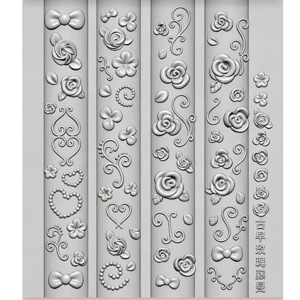 Vintage Window Lattice Nail Silicone Mold Vine Cross Piano Key Y2K 3D Embossed Nail Charms Template for DIY Resin Nail Art Mold