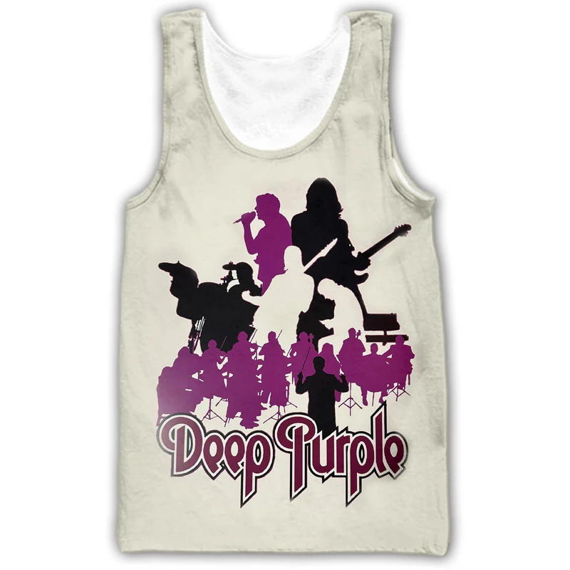 Deep Purple Band 3D Printed Tank Tops Men\'s Fashion Streetwear Oversized Sleeveless Tank Top Bodybuilding Gym Vest Man Clothing