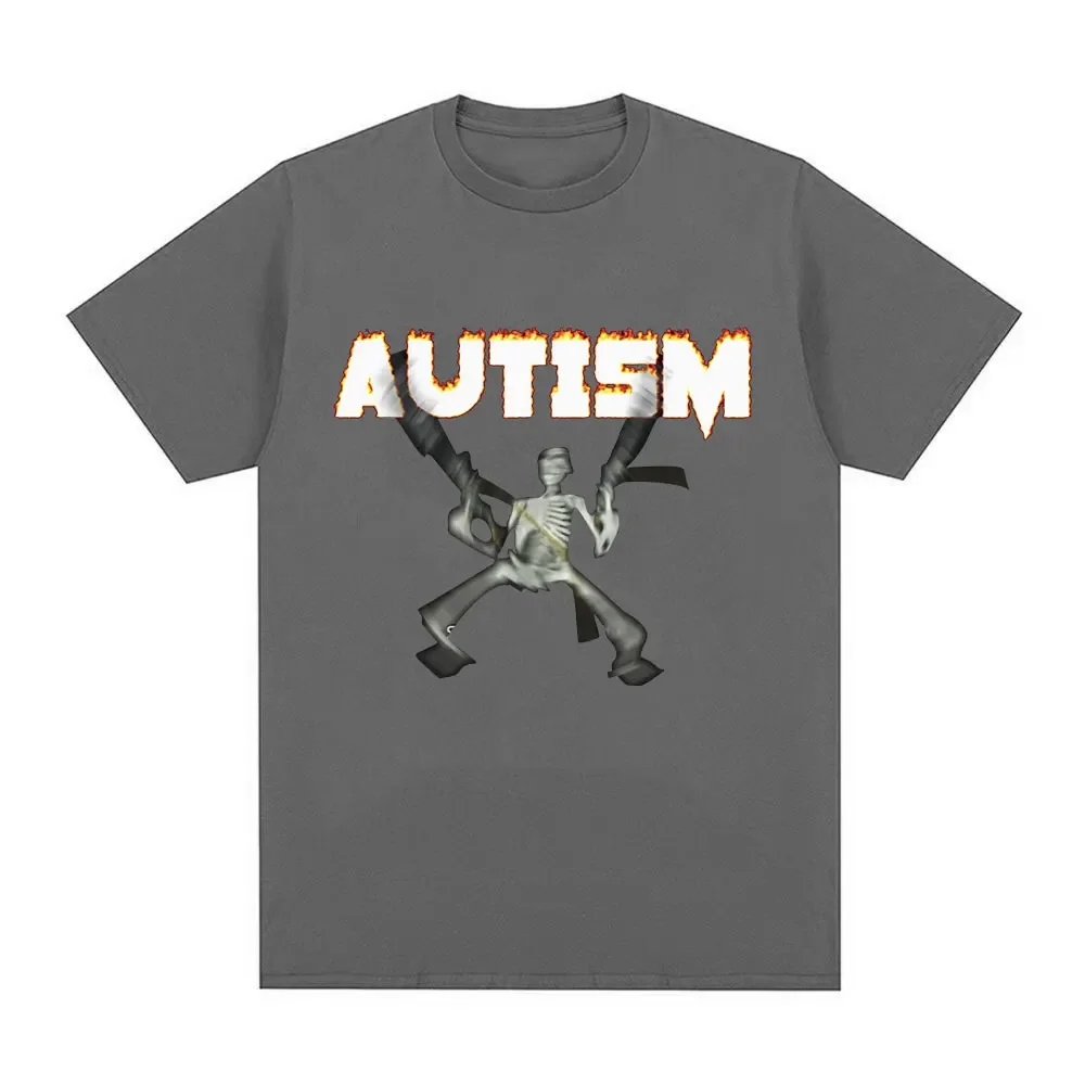 Autism Skeleton Meme T Shirt Humor Funny Skull Men Women Fashion Hip Hop T-shirt Casual Cotton Short Sleeve Oversized T-shirts