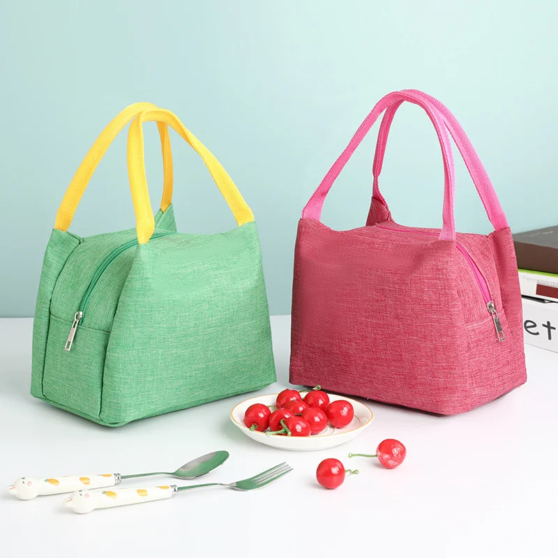 Women's Insulated Lunch Bag Oxford Cloth Food Container Portable Thermal Cooler Handbag Bento Pouch for Work Office Picnic