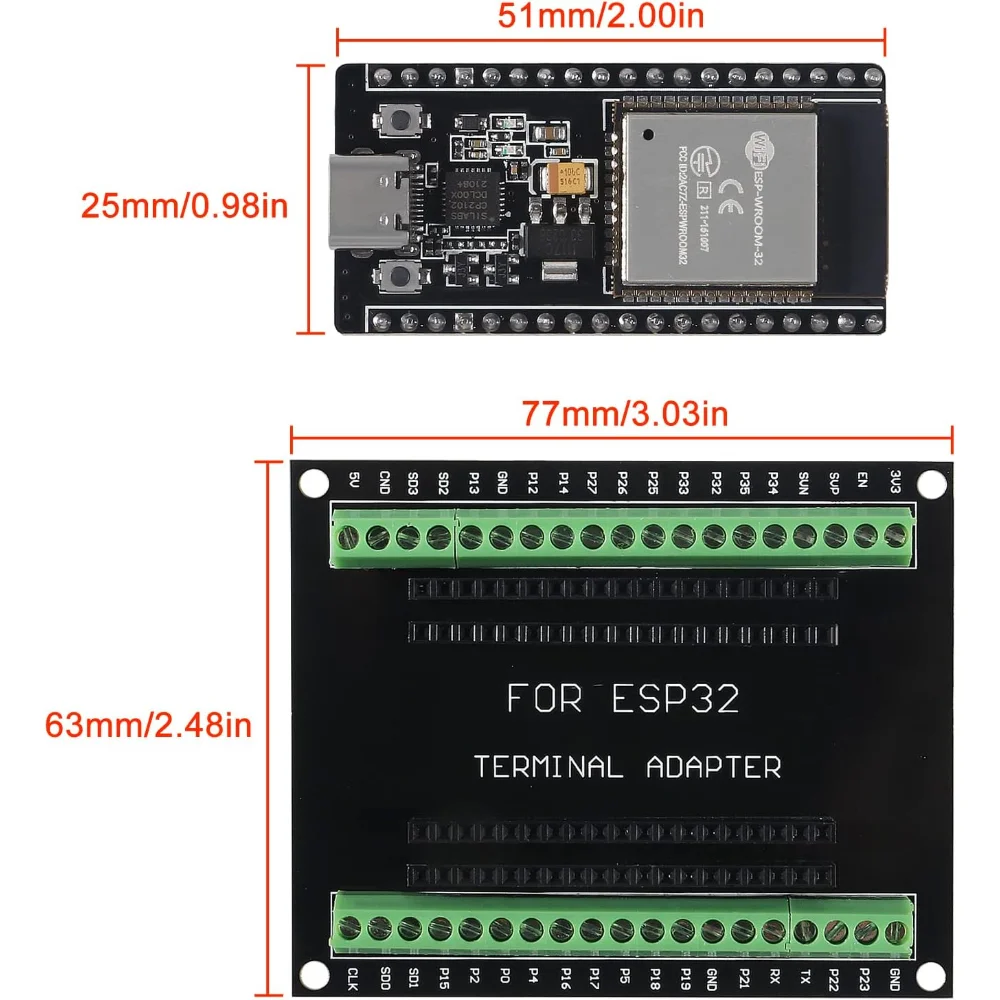 ESP32 Expansion Board Compatible with ESP32 WiFi Bluetooth Development Board NodeMCU-32S Lua 38Pin GPIO Expansion Board