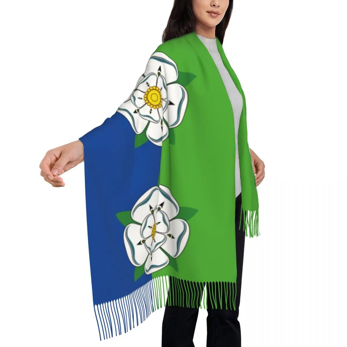 Flag Of The English Yorkshire Women's Tassel Shawl Scarf Fashion Scarf