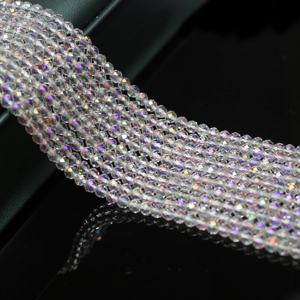 5 Strings Natural Stone Beads Plating Color Round White Spinel Loose Beads for Jewelry Making DIY Necklace Wholesale 2 3 4mm