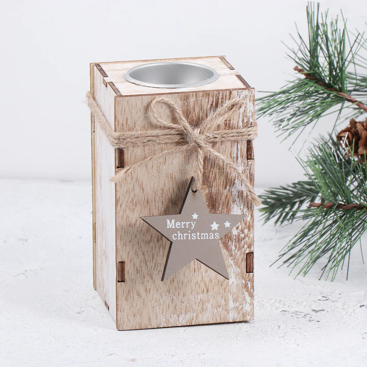

7x12cm Wooden Candlestick Christmas Mini Home Decoration Desktop Holder Scented Stand Coffee Table Decor