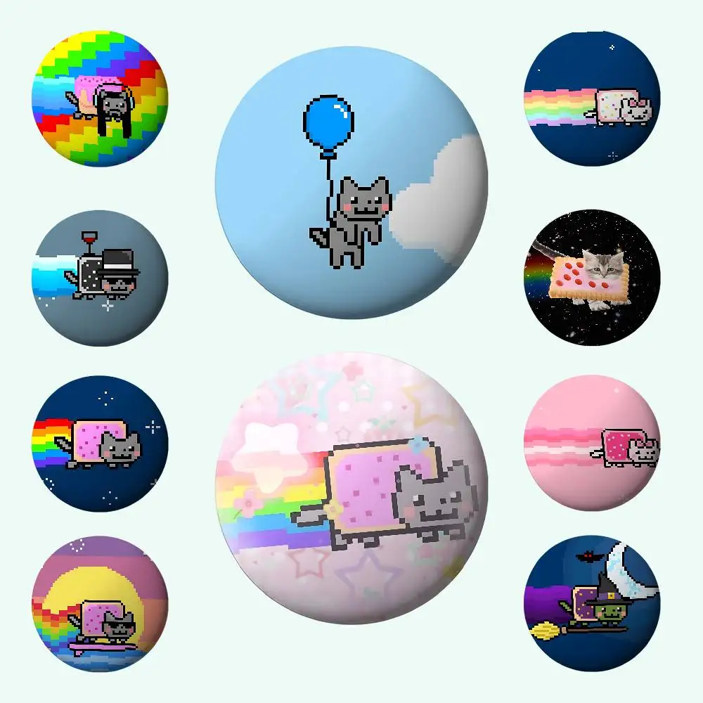 Funny Cute N-nyan Cat Badges Tinplate Soft Button Pin Brooch Metal Badge Custom Jewelry Accessories Hat Bag Lapel
