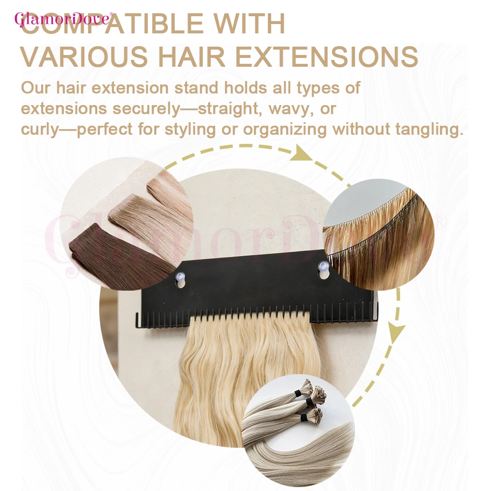 GlamorDove Hair Extension Holder – For Washing, Styling & Drying Weft, Clip-In, Tape-In & Halo Extensions - view 3