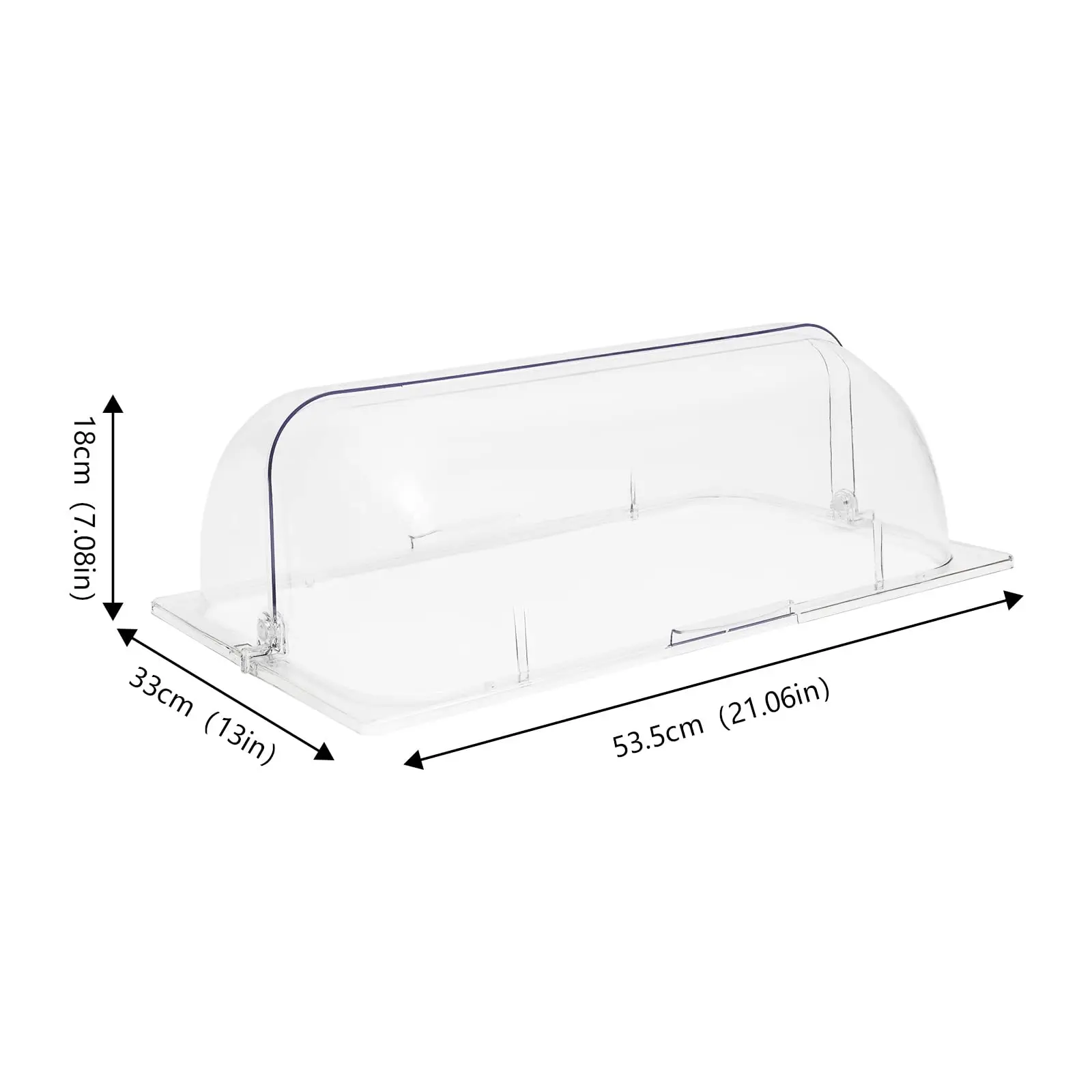 4 Rolo superior transparente para prato de atrito 1/1 de tamanho completo, capa de exibição de panela de padaria, prato de bolo, tampa de prato de servir, à prova de exibição de alimentos