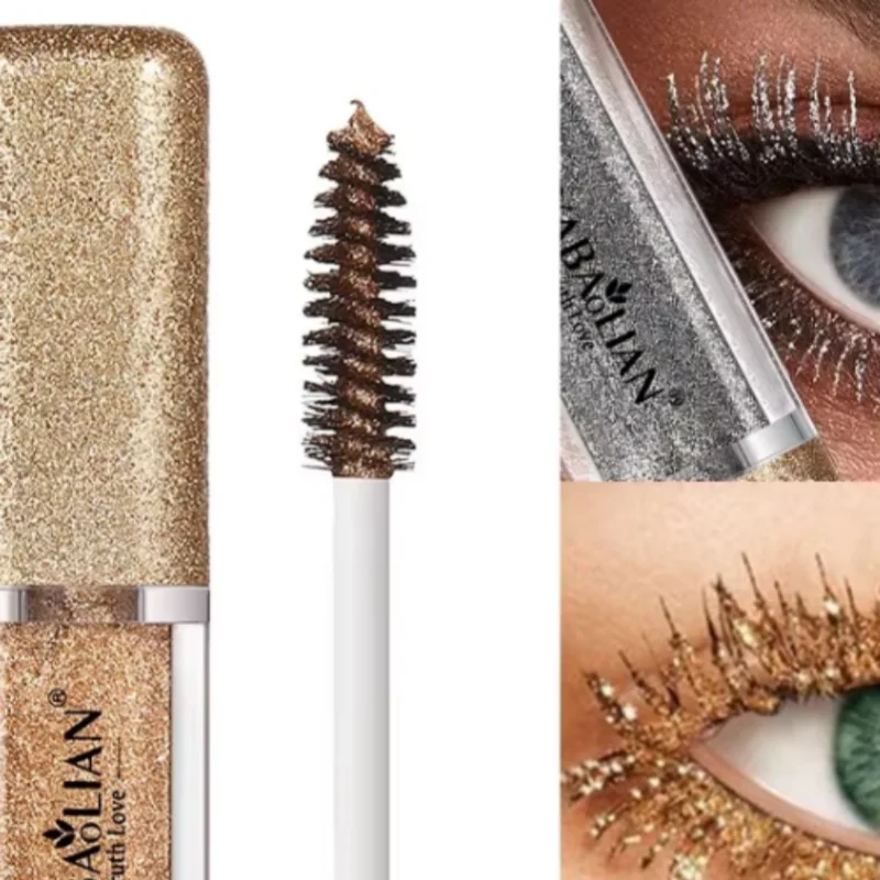 Glitter Mascara Shiny Eyelashes Quick Dry Waterproof Curling Thick Diamond Colored Mascara Shimmer Eye Make Up Rose Gold Sequins