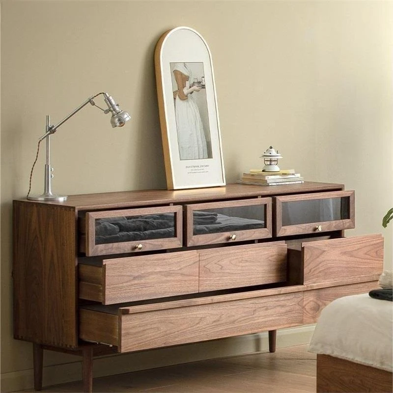 North American black walnut all-solid wood seven-chest cabinet, bedroom living room locker, storage low cabinet