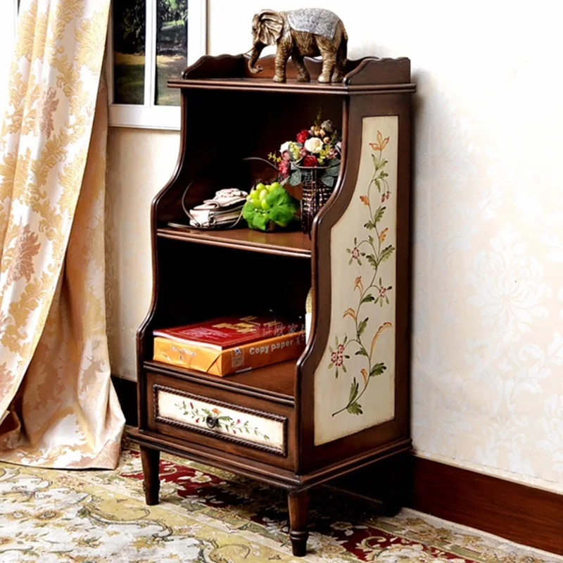 

American rural hand-painted bookcase file cabinet, solid wood bookcase storage locker decorative cabinet retro style