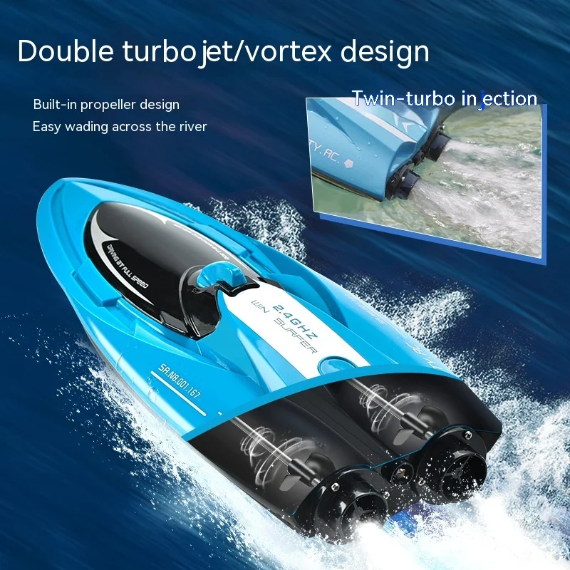 Remote Control Boat Children'S Large High-Speed Speedboat High-Horsepower Racing Boat Waterproof Up-And-Down Boat Model Toy Boy