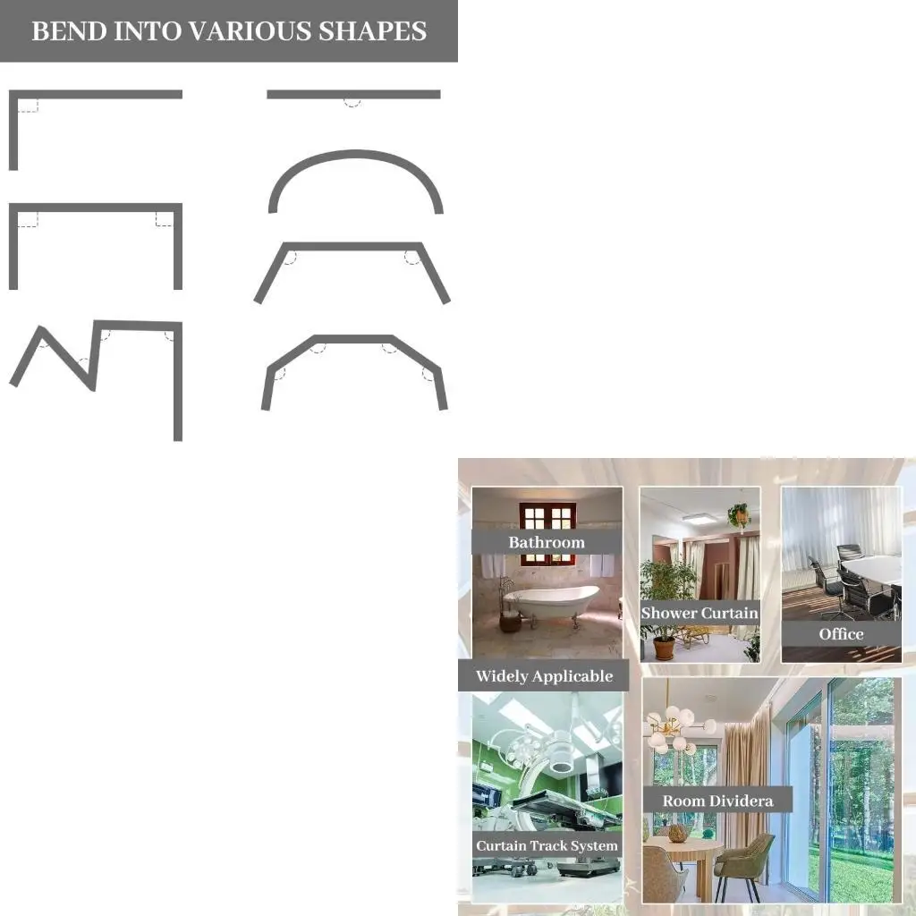 L43A Flexible Curved Ceiling Track for Curtains, Room Divider,Shower Curtain,Hospital