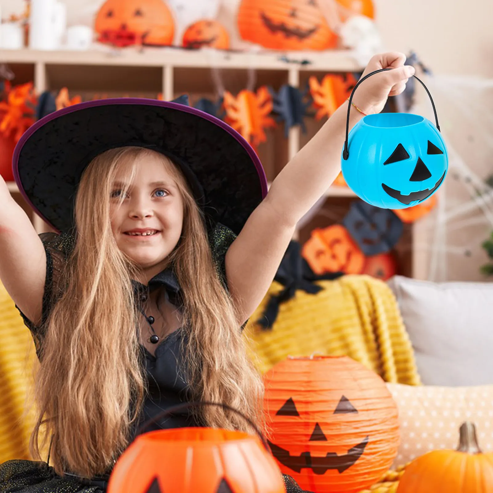 2個入り-キャンディ-ハロウィン-パンプキン-デコレーション-屋外用-パンプキン小道具-バケツ-幼児用バケツ