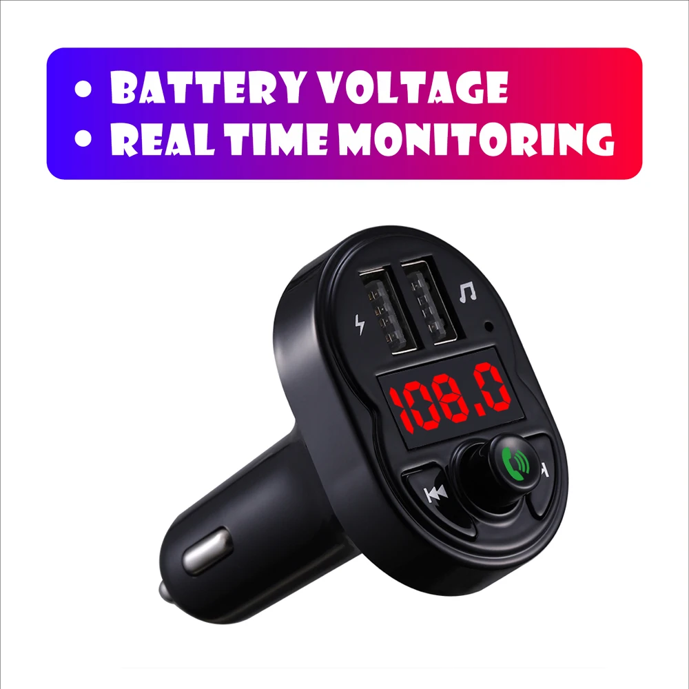 Car Bluetooth 5.0 Fm Transmitter Aux Handsfree Wireless Car Kit Dual Usb Car Charger Auto Radio Fm Modulator Mp3 Player Adapter