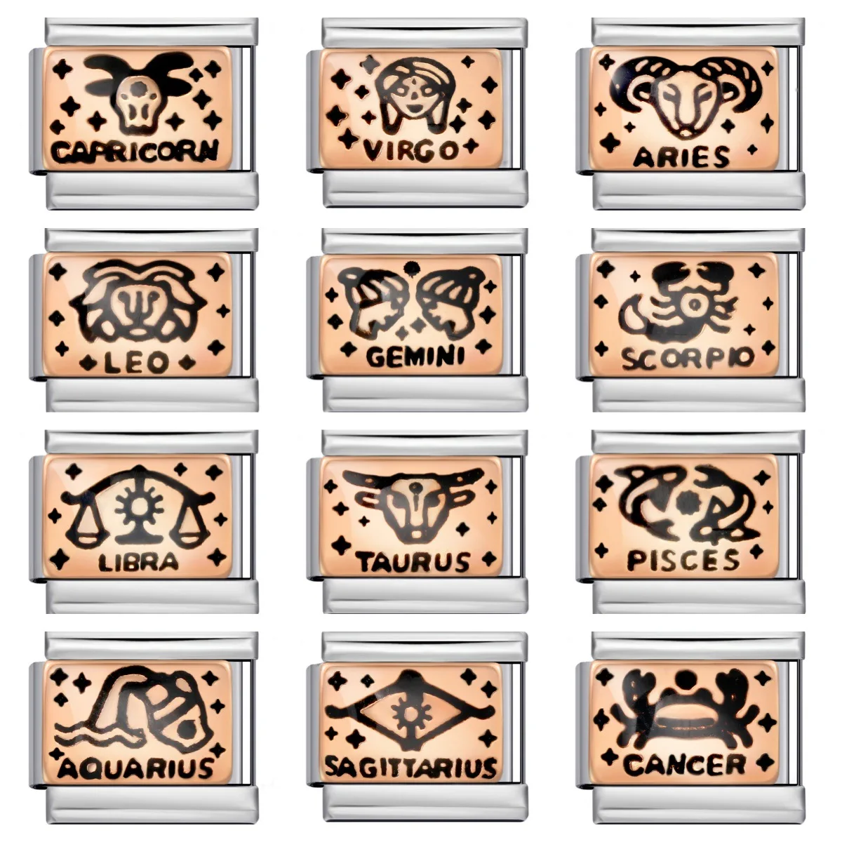 New Trend 12 Zodiac Italian Charm Bracelet 9MM Stainless Steel DIY Personalized Bracelet Jewelry Accessories Wholesale