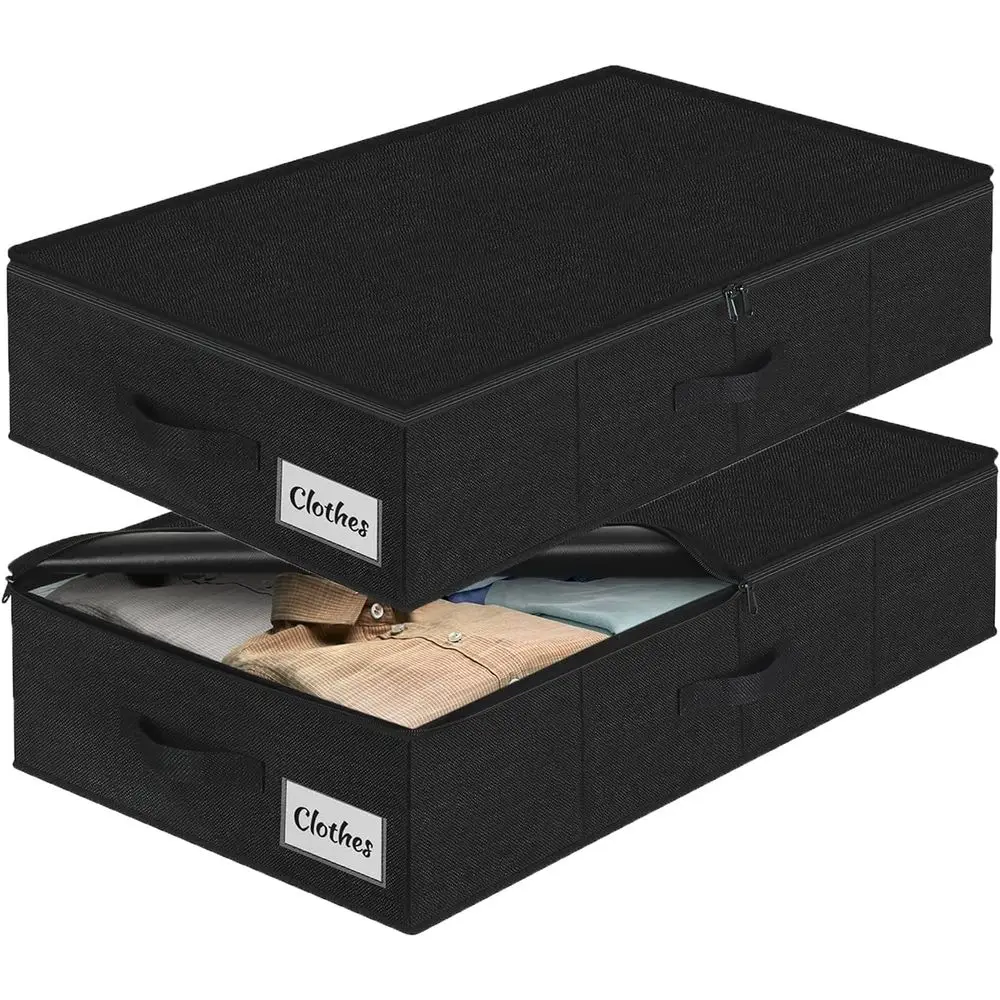 

Контейнеры для хранения под кроватью, 2 шт., низкопрофильные складные органайзеры для одежды под кроватью с ультратолстой тканью и прочной конструкцией.