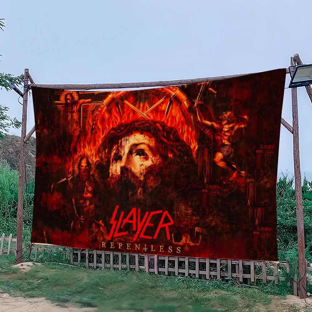 flag Art Sci Metal Fi Room Home Decor Slayer Heavy Wall Mount Home Decor Band Banner