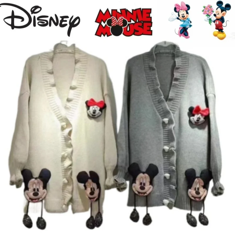 

Милый и милый вязаный свитер на тему фильма Disney с Микки и Минни, дорожное осеннее и зимнее удобное и теплое пальто для девочек