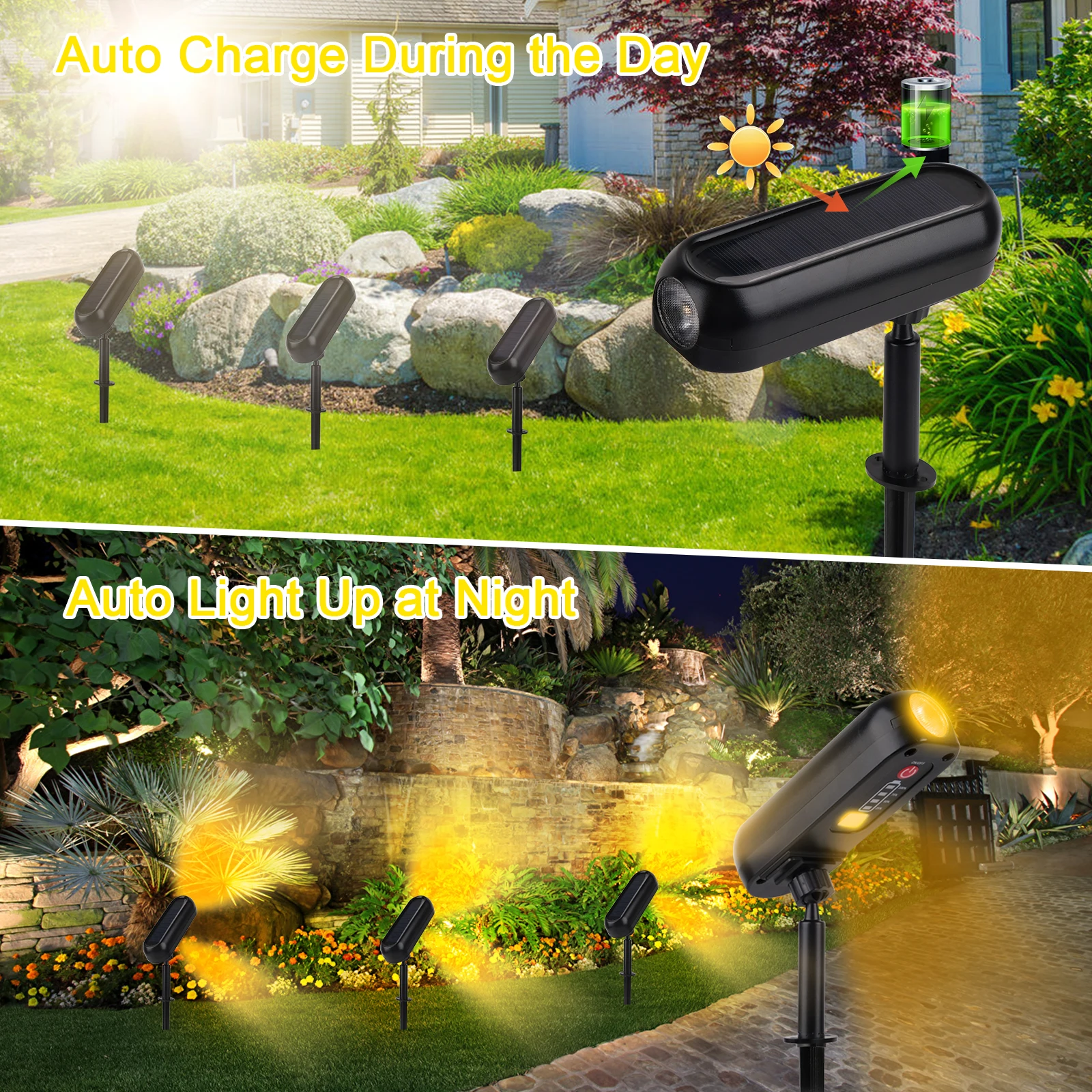 4PCS Solar LED Light Outdoor Solar Wall Light IP65 3000K Garden Light Solar Spotlights Solar Uplights for Trees Pathway Yard
