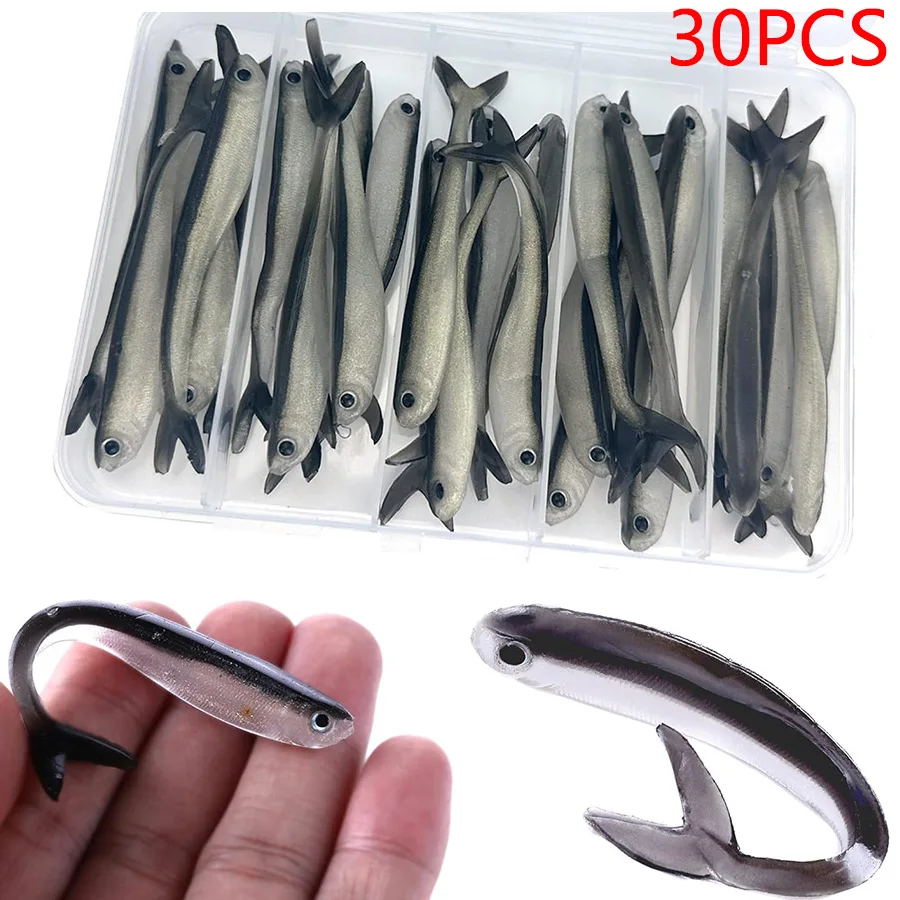 30 pçs/caixa cauda gabarito cabeça isca artificial minhocas de borracha macia carpa gota tiro swimbait fácil brilho wobbler para pique iscas de pesca