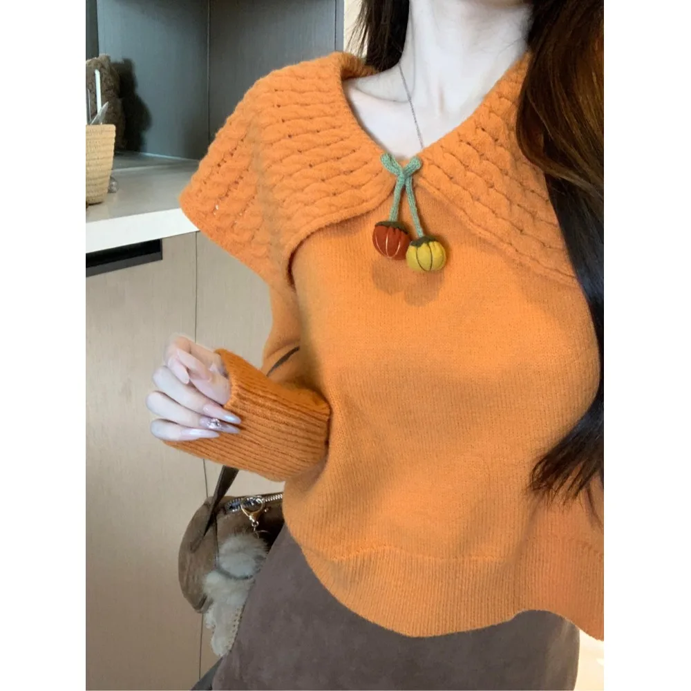 

Women's Long Sve Knitted Sweater Hollow out Loose Fit Crew Ne Casual Wear Winter 2025 New Sle Slimming Overhead Top