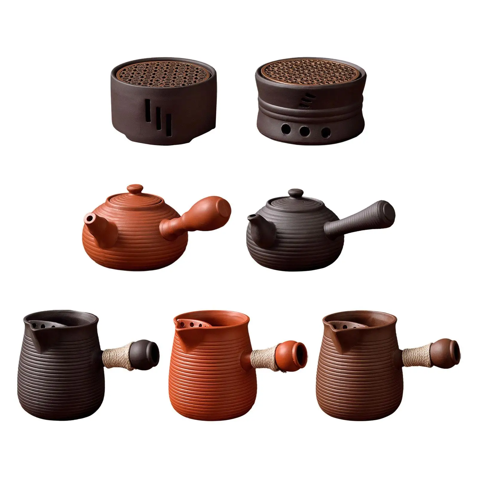 Ceramic Teapot for Boiling Hot Water Loose Leaf Tea Pot with Side Handle Tea Maker Kettle for Hiking Household Picnic