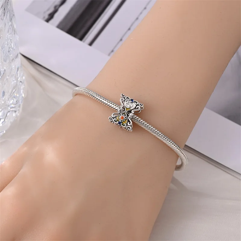 925 Sterling Silver Time Hourglass Charms Beads For Women Fit Original Bracelet DIY Birthday Party Jewelry Gifts
