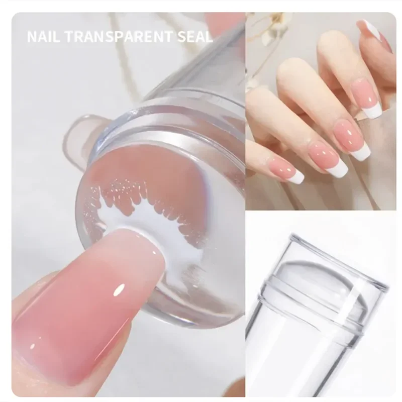 1 Sets of Silicone Transparent Seal Head Large Scraper Nail Color Transfer Tool Nail Art Template Molds Clear Nail Art Stamper