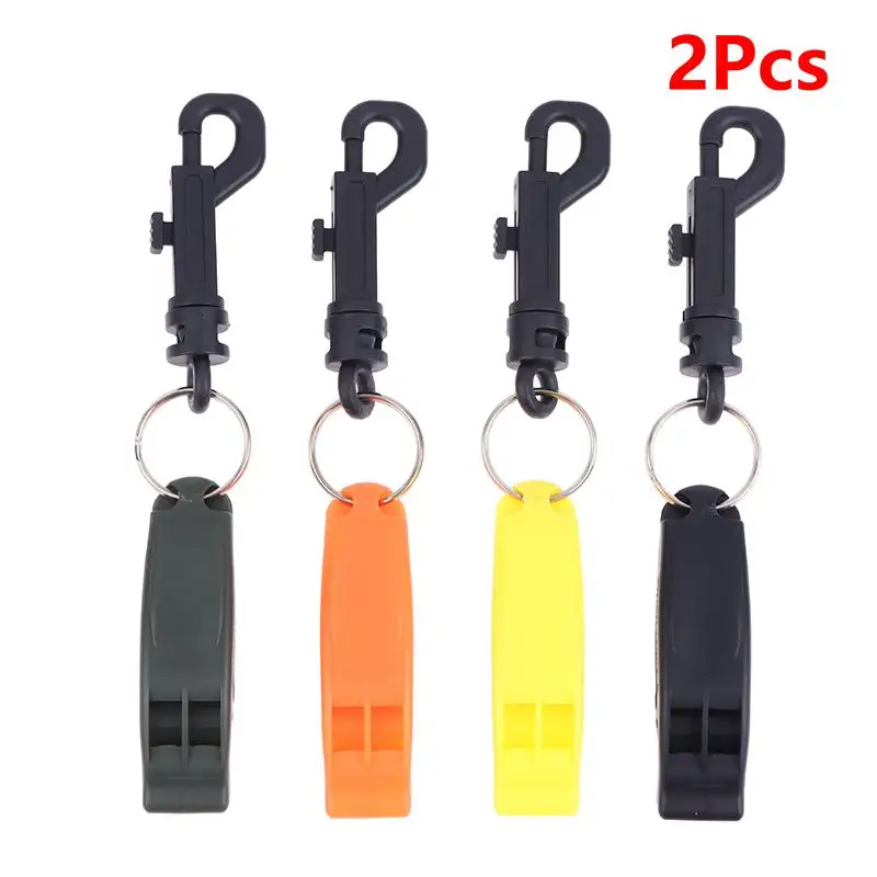 

2pcs Emergency Whistle Safety Survival Whistle Signaling Whistle With Hook For Outdoor Camping Hiking