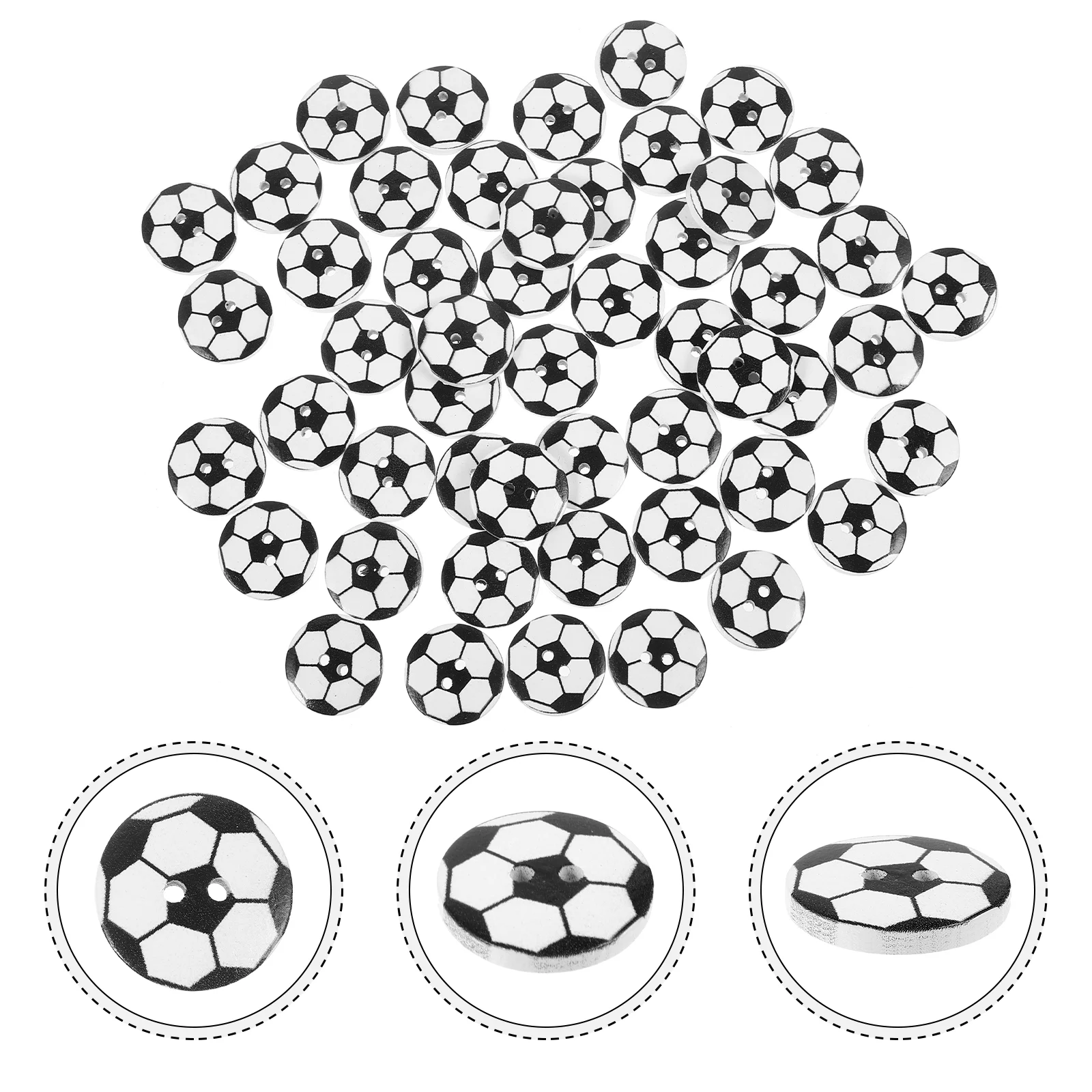 

50pcs Football Wooden Buttons for Clothes Crafts Vintage Decorative Two Hole Design Easy Sewing Projects Smooth Exquisite