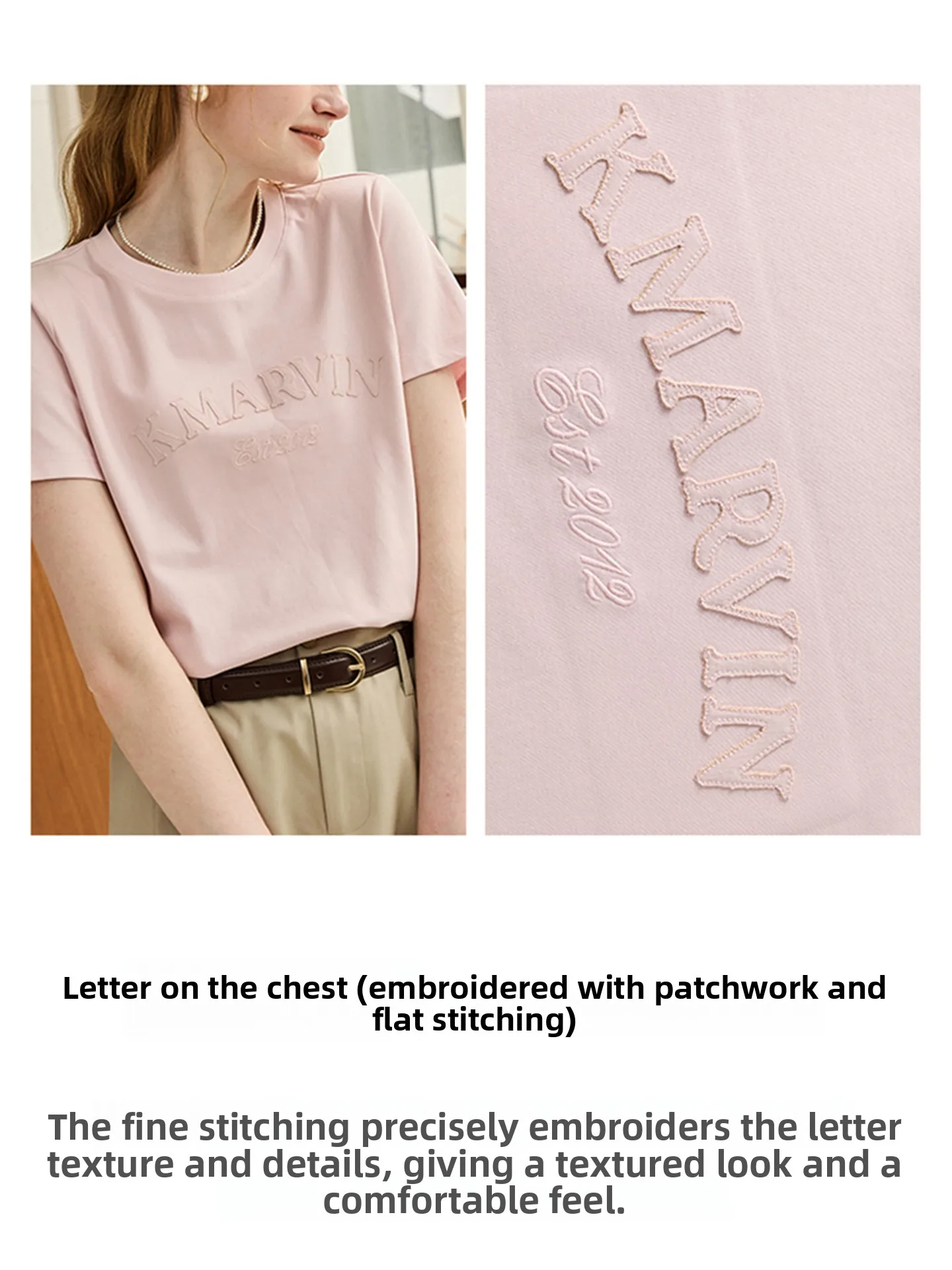 KUHNMARVIN Women's Basic Short Sleeve T-shirt Pastel Purple Shoulder Width Casual Knitted Cotton Blend Summer New Arrival