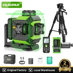 Huepar 703CG Green 12 Lines 3D Laser Level Self-Leveling Cross Line Adjust Bright Alignment Laser Tool with Li-ion Battery