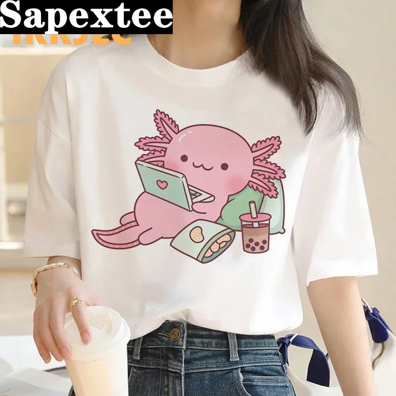 ajolote Axolotl t-shirt clothes female kawaii vintage y2k clothes print couple clothes tshirt tumblr aesthetic