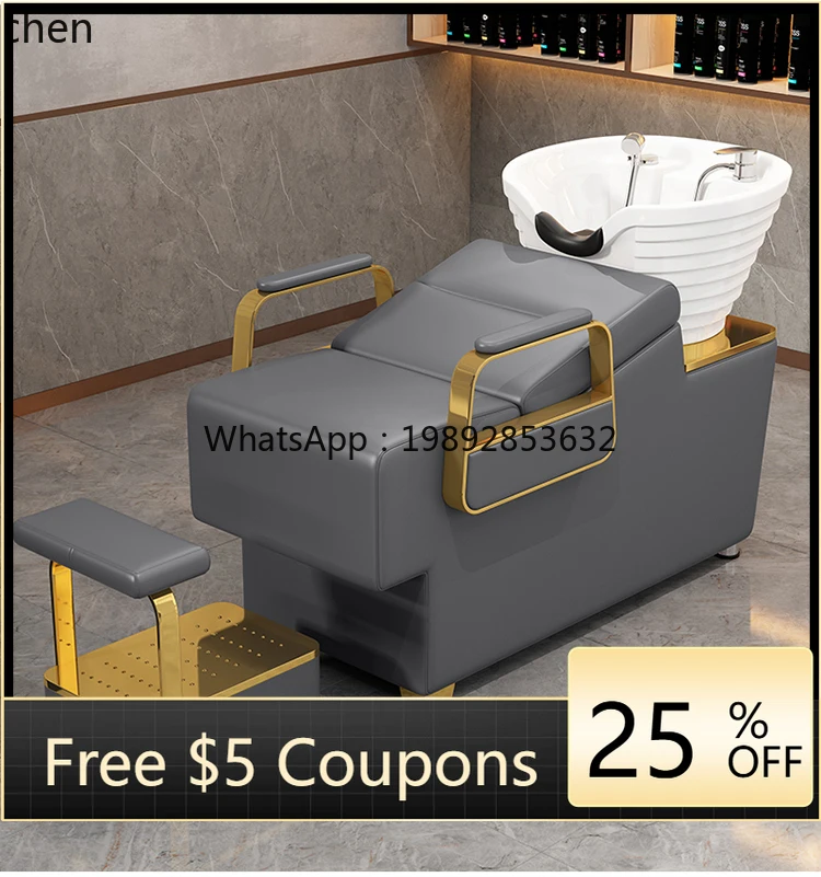 YFYshampoo سرير صالون حلاقة خاص لصالون الشعر سرير دافق حوض سيراميك شبه مستلق #2