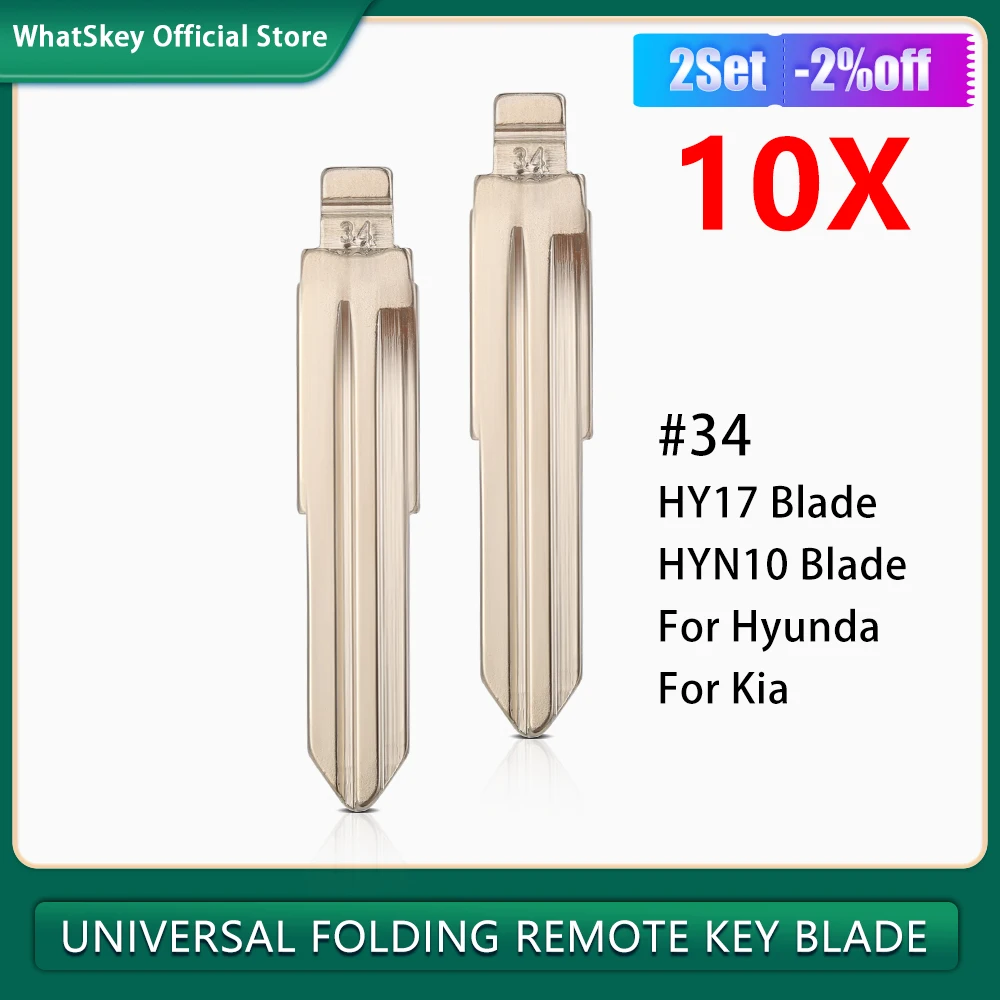 10 Stks/partij Metalen Blank Ongecensureerd Flip Lishi HY17 HYN10 Kd Remote Key Blade #34 Voor Hyundai Accent Mistra Voor kia Rio M4 Sleutelblad