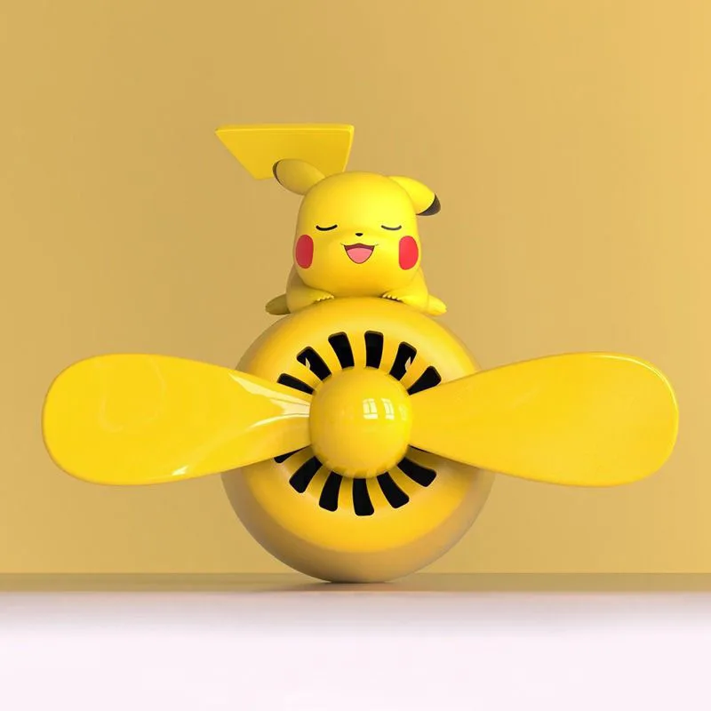 Pokemon Car Air Outlet Fragrance Decoration Anime Pikachu Cartoon Rotating Propeller Aromatherapy Fan Removable Accessories Gift