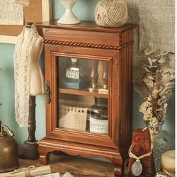 Wooden Vintage Dust-Proof Desktop Storage Cabinet Restaurant Decoration Display Stand Cosmetics Storage Box