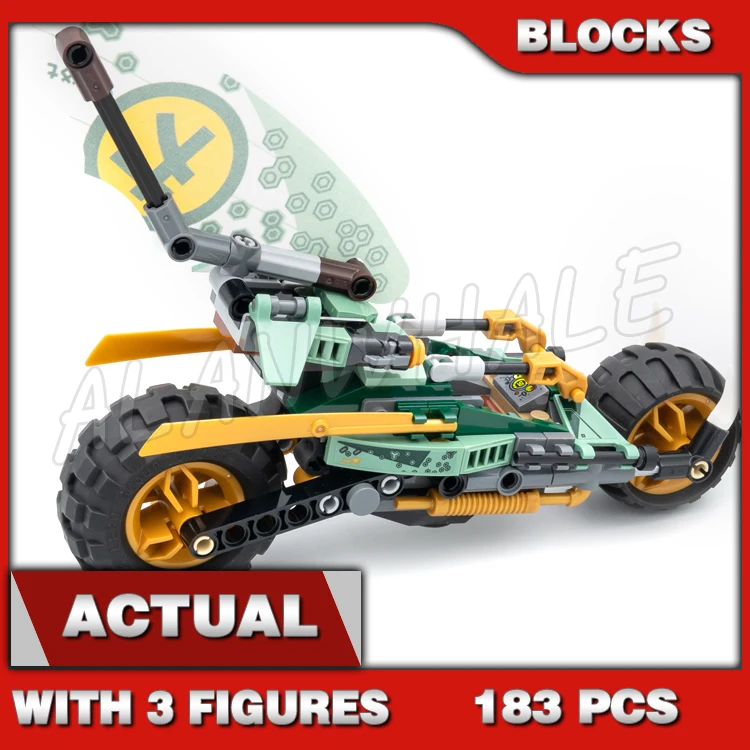 183pcs Shinobi 2in1 Vehicle Lloyd's Jungle Chopper Bike Island Detachable Flyer 60037 Building Block Sets Compatible With Model