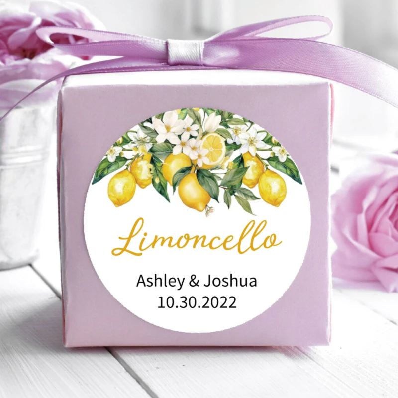 Etiquetas de limoncello, pegatinas para recuerdos de boda de limoncello, recuerdos de fiesta de limoncello caseros, personalizados, sellos de invitación, 100 piezas