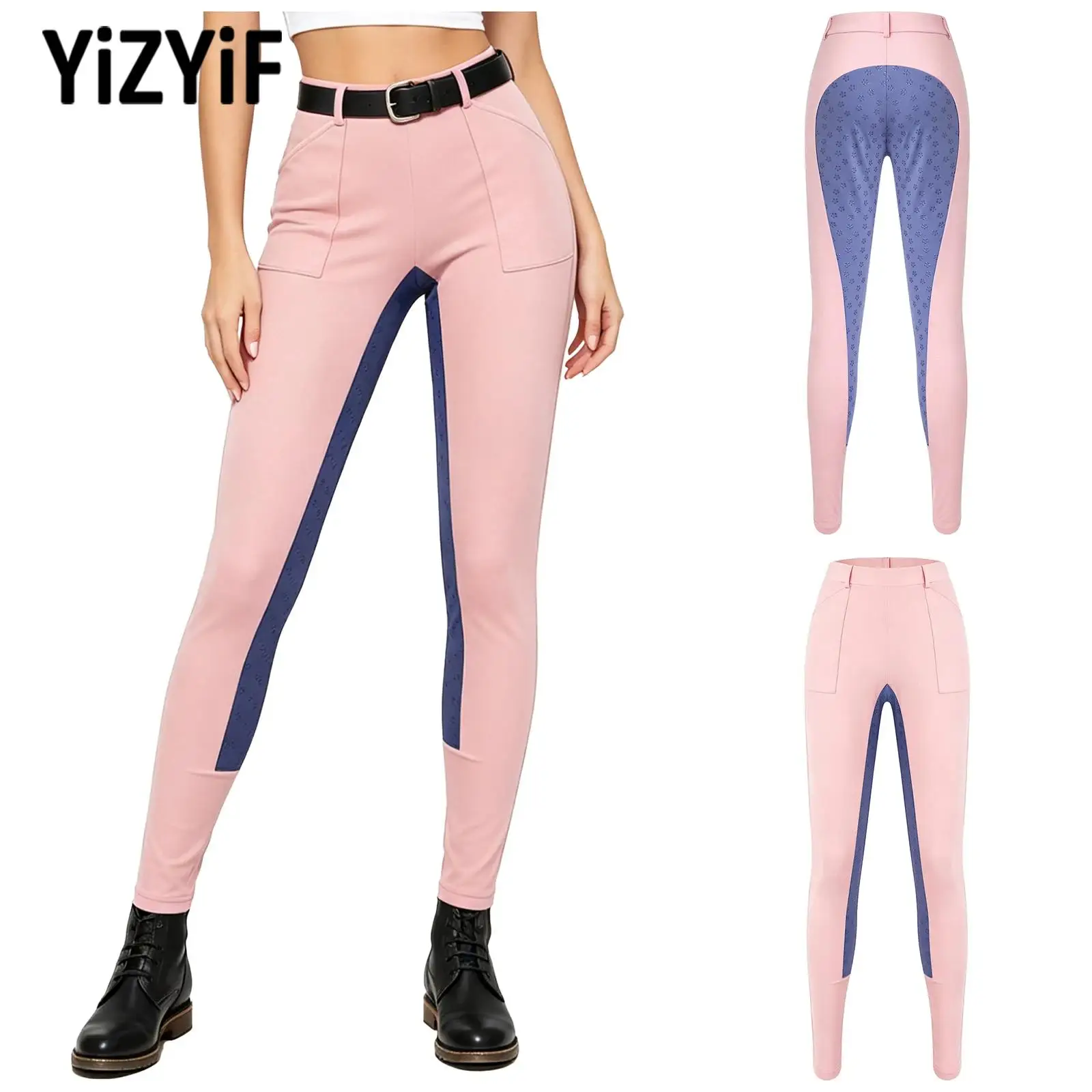 Women Professional equestrian pants Silicone Grip Functional Front Pockets Leggings Tights Breeches Trousers for Training