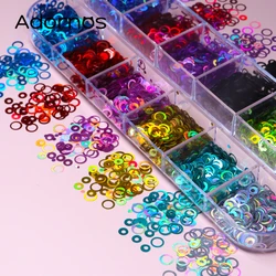 Holographic Round Epoxy Resin Sequins Glitter Filling Quicksand Resin Shaker Filler Epoxy Silicone Mold Keychain DIY Accessories
