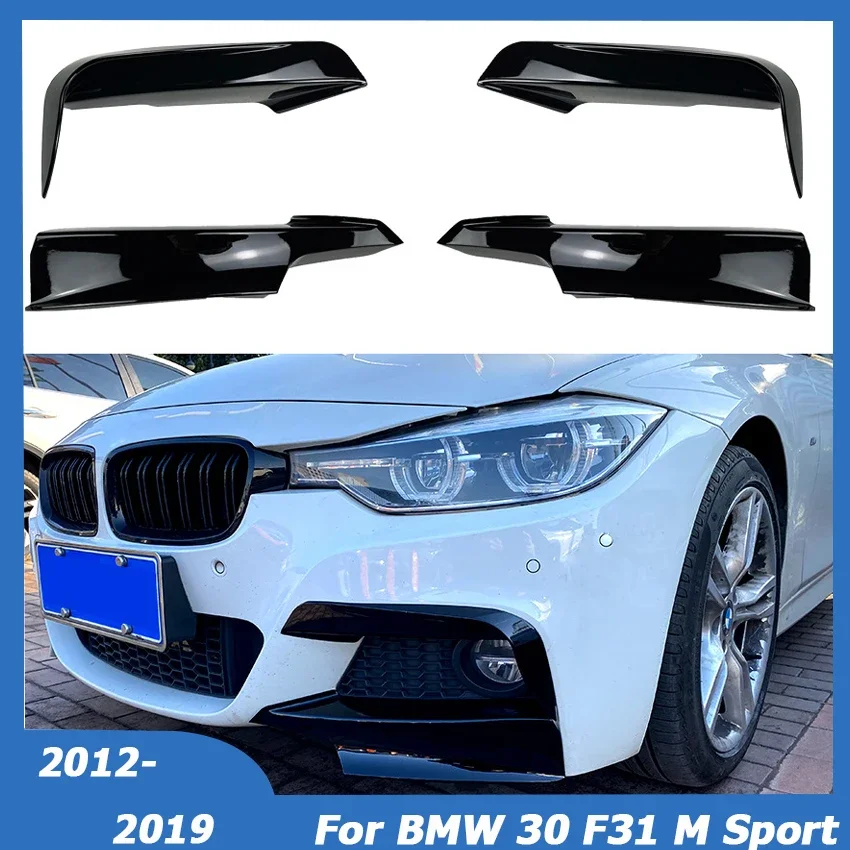 For BMW F30 F31 3 Series M Sport 2012-2019 Front Bumper Splitter Canards Fog Lamp Cover Trim Flap Body Kit Car Accessories