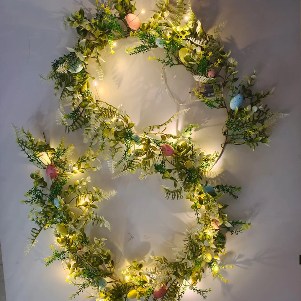 Multi Functional Easter Garland With LED Light And Colorful Decor For Celebrating Springtime Fests Fresh Leaves