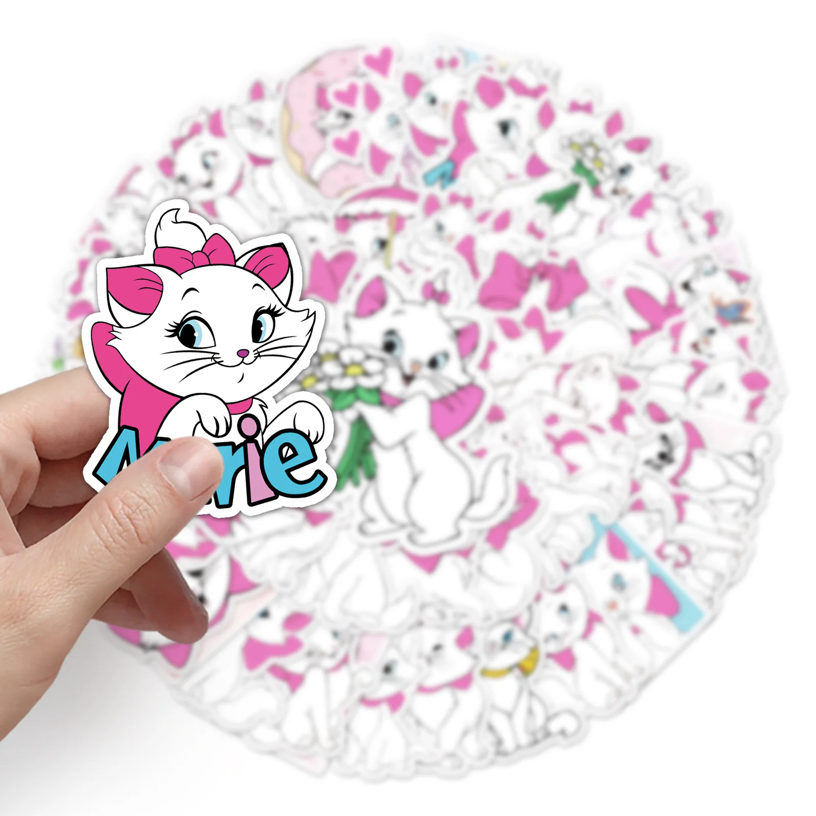 50pcs The Aristocats Cartoon Disney Marie Cat Sticker Girl Gift DIY Phone Laptop Luggage Skateboard Graffiti Decals Fun Kid