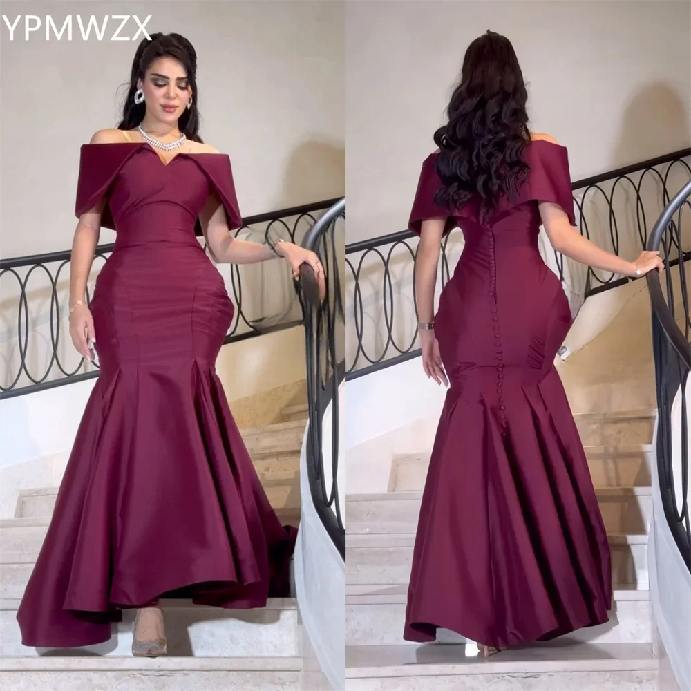 Customized Evening Dress Formal Party Occasion YPMWZX Off-the-shoulder Mermaid Floor Length Skirts Draped Bespoke  Dres