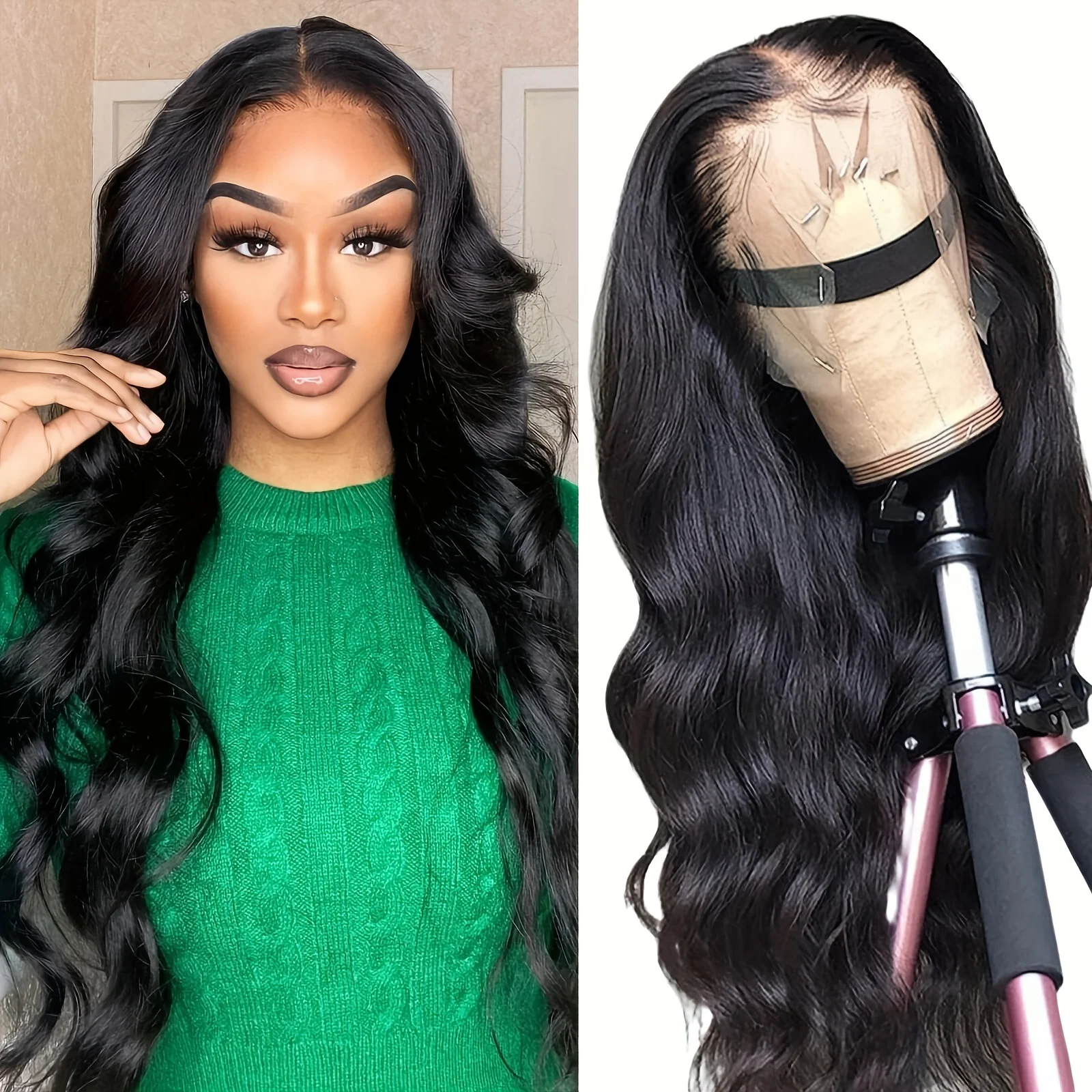 200密度 13x4 ボディウェーブ レースフロントウィッグ 人毛 HDレースフロントウィッグ 女性用プレプラッキング済みベビーヘア付き人毛ウィッグ