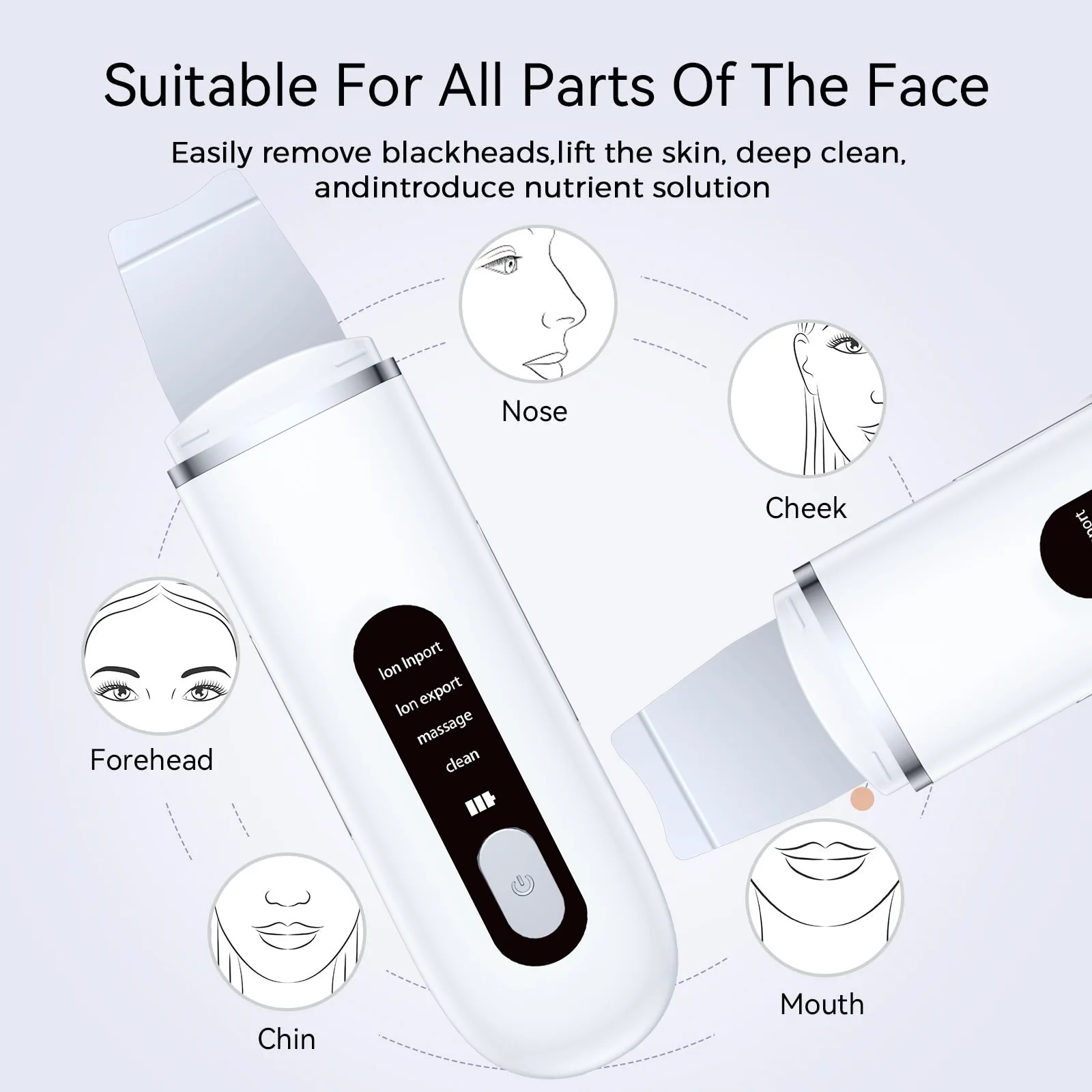 

Ultrasonic Skin Scrubber Skin Spatula Ion Deep Face Cleaning 4 Modes Facial Lifting Ultrasonic Cleaner Peeling Skin Care Device